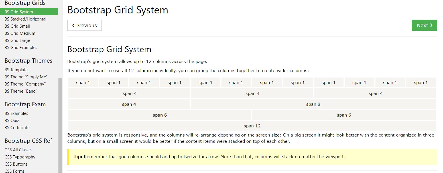 Bootstrap grid  short training